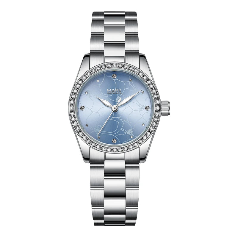 Mark Fairwhale Hot Sale Fashion Flower Quartz Dial Bracelet Stainless Steel Strap Women Watches Full Diamonds Girls Relogio-7