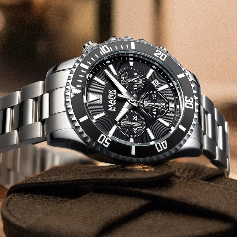 High Quality Men's Stainless Steel Sport Watches Waterproof Classic Quartz Wrist Business Watches 30m Water Resistance Alloy-1