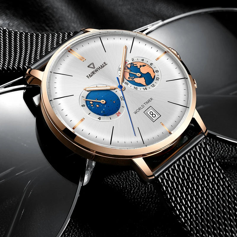 Newest Luxury Multi-Function Men's Leather Quartz Watches Business Simple Design-0