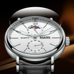 Mark Fairwhale 2023 Business Men Watches Brand Leather Waterproof Sport Quartz Chronograph Watch Men Clock-2