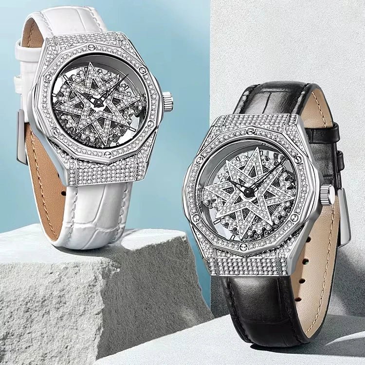 Mark Fairwhale Five Stars Watch Women's Wine Barrel Light Luxury Full Star Valentine's Day Women's Watch-0