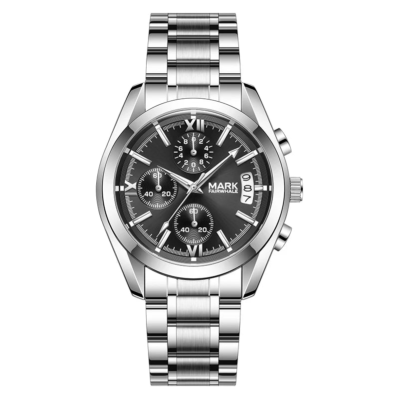 Mark Fairwhale High Quality Luxury Designer Sports Stainless Band Minimalist Casual Chronography Waterproof Men Quartz Watches-7