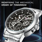 Mark Fairwhale Automatic Mechanical Skeleton Watch Luminous Water Resistant Metal Mens Casual Commute Watch-0