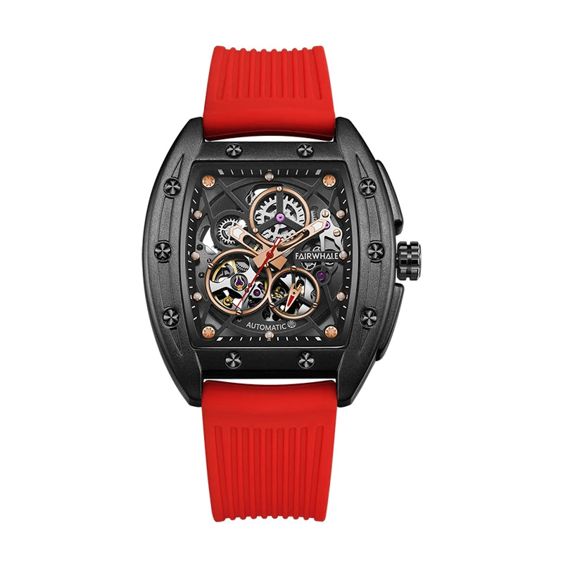 Rubber Straps Stainless Case Hollow Out Pin Buckle Automatic Mechanical Watch Waterproof 316l Stainless Steel Skeleton Men Watch-6