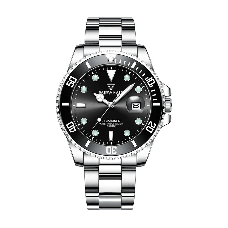 Mark Fairwhale Wrist Watch Fashion Calendar Stainless Green and Black Men Quartz Watch High Quality Classic Ultra Thin Watches-6