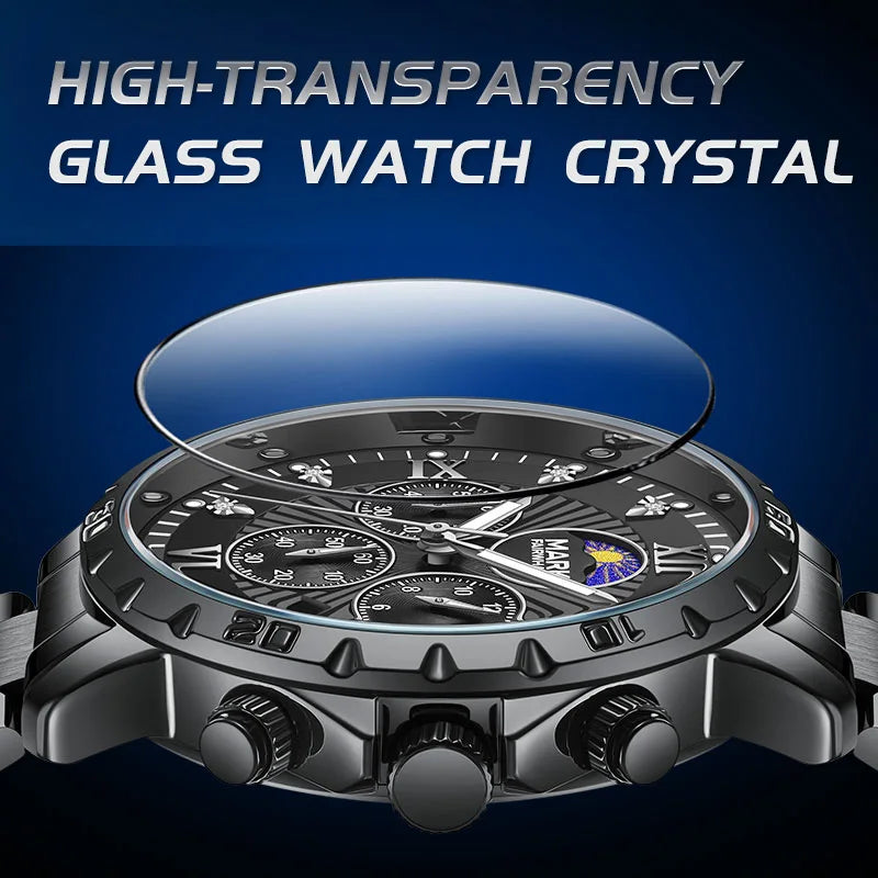 Mark Fairwhale New Luxury Men Watches Business Wristwatch Waterproof Luminous Date Quartz Watch Stainless Steel  Band Wrisswatch-3